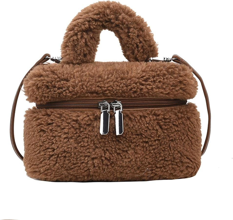 Furry Purse for Women Faux Fur Bag Cute Lambswool Fuzzy Crossbody Bags Top-Handle Fluffy Handbag | Amazon (US)