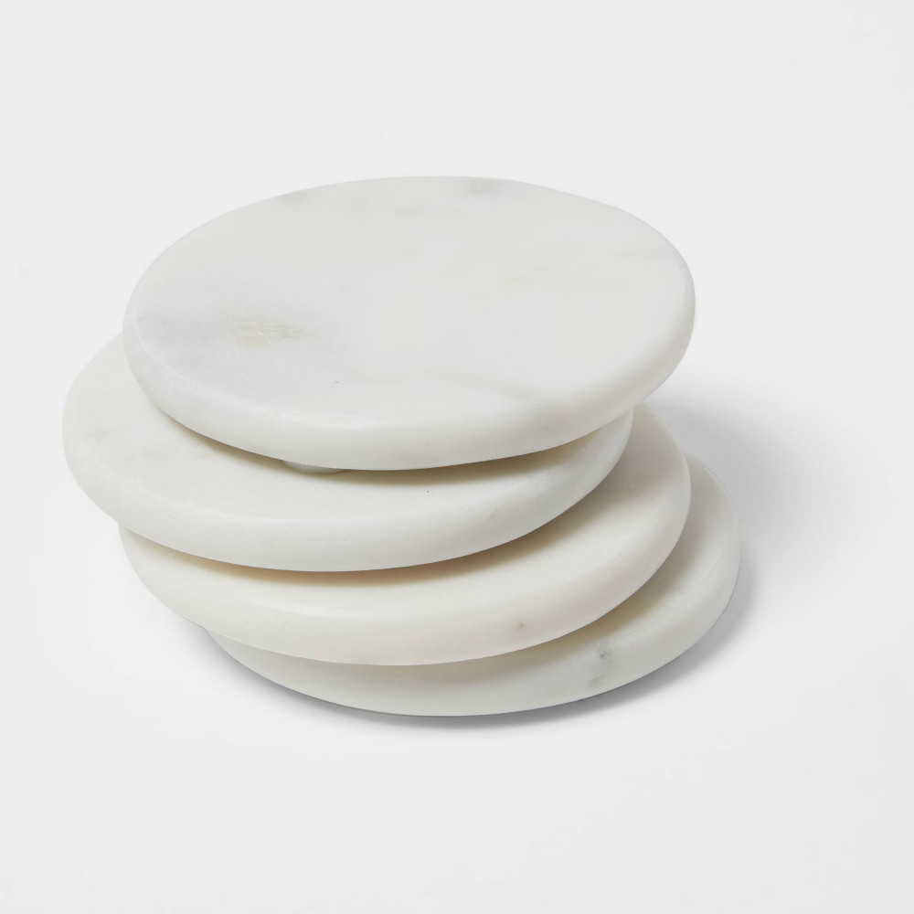 4pk Marble Coasters White - Threshold | Target