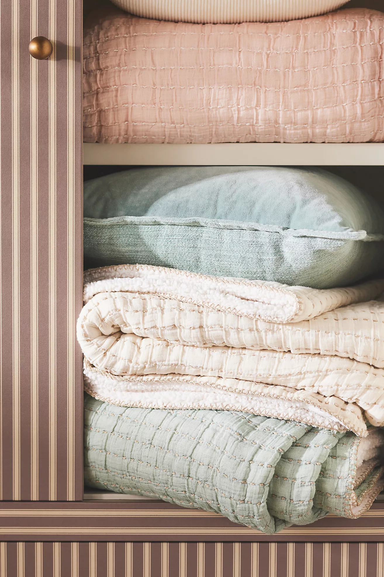 Mira Cotton Sherpa Fleece Reverse Woven Throw Blanket | Anthropologie (US)