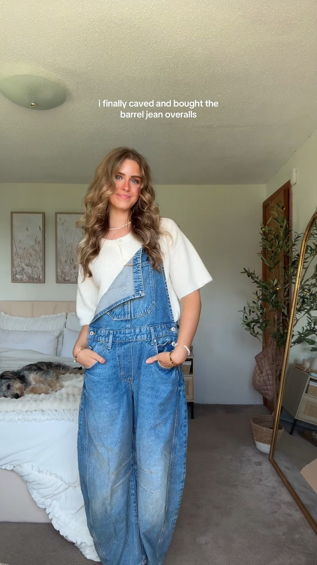 I got a size small in both the overalls & sweater! 