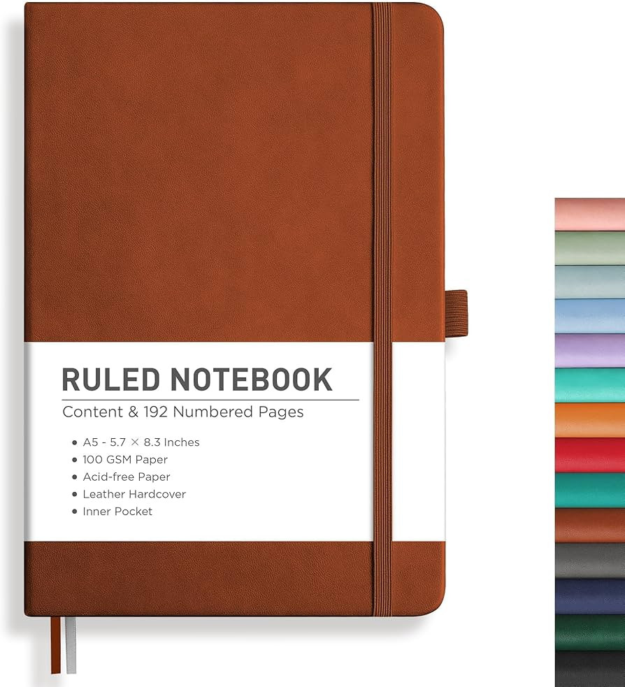 RETTACY Lined Journal Notebook, 192 Numbered Pages, A5 Medium Size (5.7'' x 8.3''), for Men & Wom... | Amazon (US)
