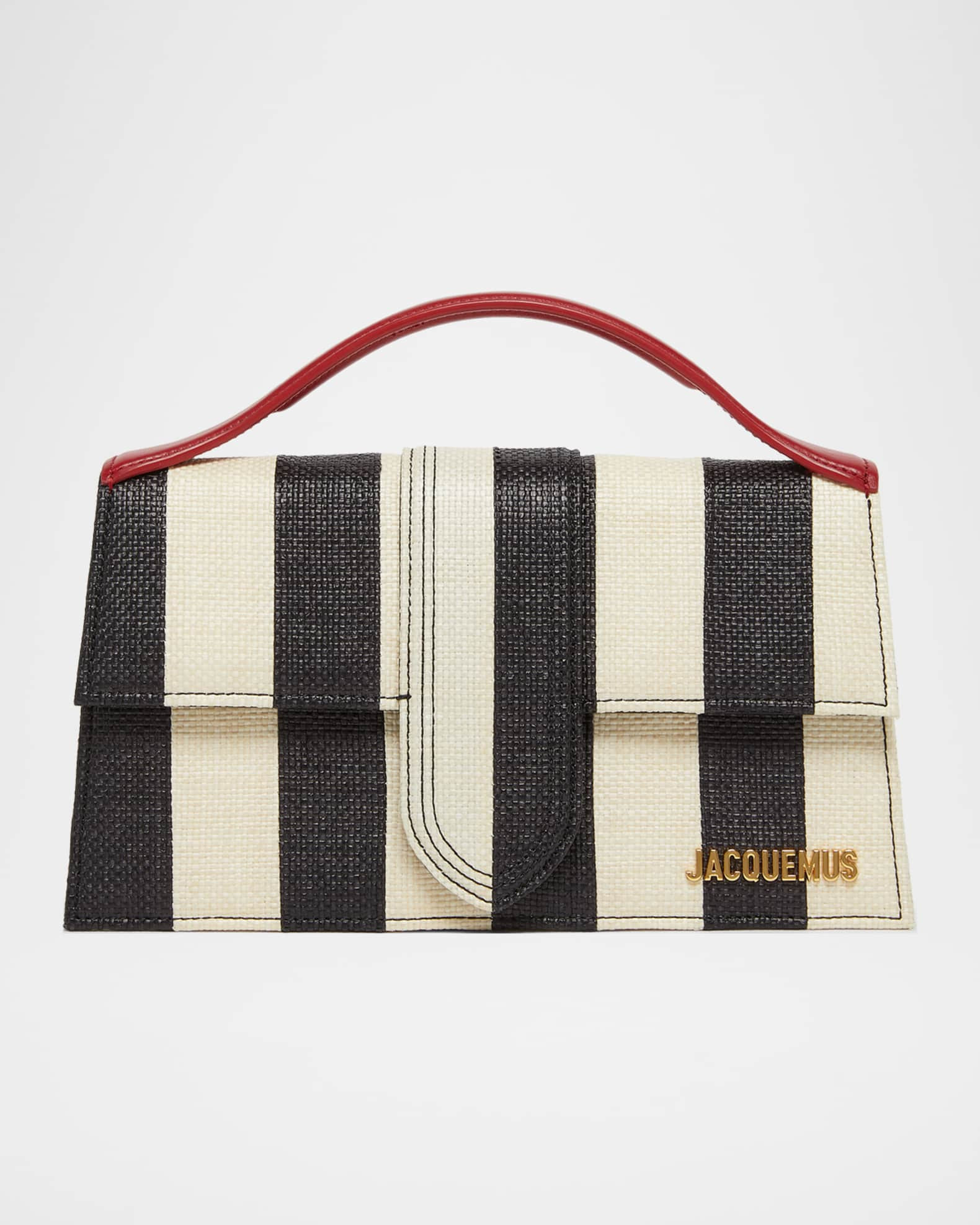 Jacquemus Le Grand Bambino Striped Top-Handle Bag | Neiman Marcus