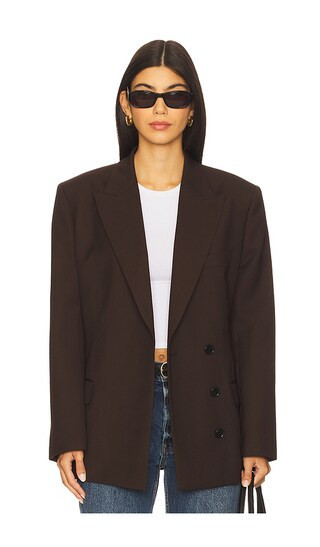 ANINE BING Aretha Blazer in Chocolate. - size XS | Revolve Clothing (Global)