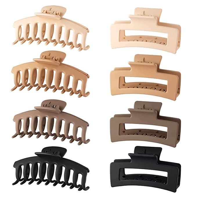 Wekin Large Hair Claw Clips, 8 Pack 4.3" Hair Clips for Women & Girls, Strong Hold Matte Claw Hai... | Amazon (US)
