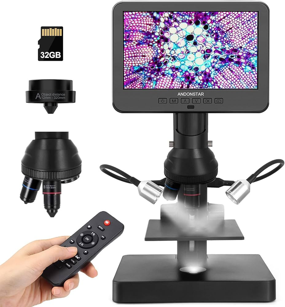 Andonstar AD246S-P HDMI Digital Microscope with 7'' Screen, 4000x 3 Lens 2160P UHD Video Record, ... | Amazon (US)