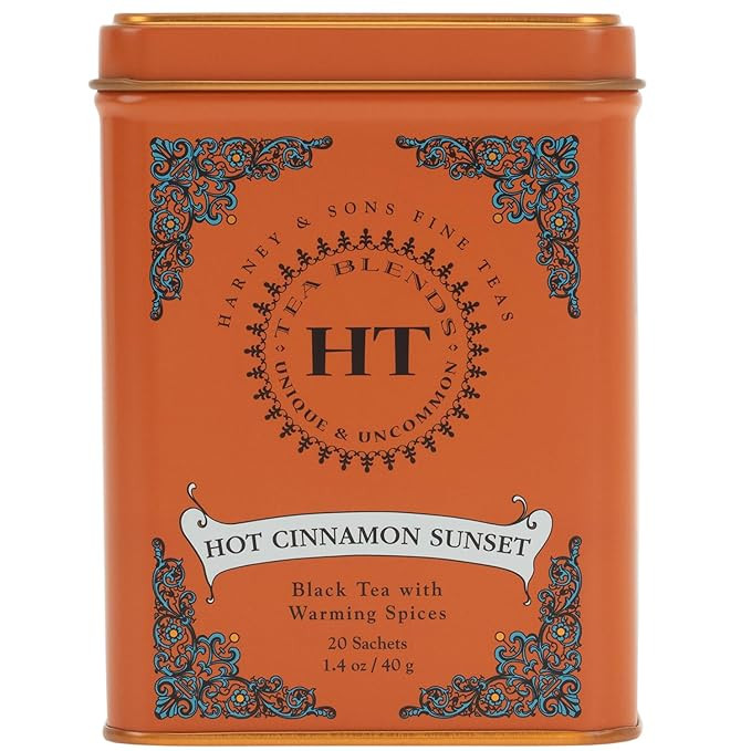Harney & Sons Caffeinated Hot Cinnamon Sunset Black Tea with Orange and Cloves Tin 20 Sachets (Pa... | Amazon (US)