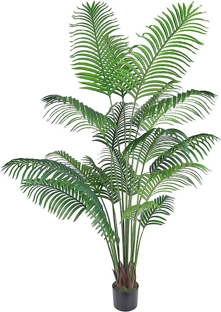 Artificial Palm Tree, 6ft Faux Large Tropical Areca Palm Plant with 18 Trunks, Faux Plant in Pot ... | Amazon (US)