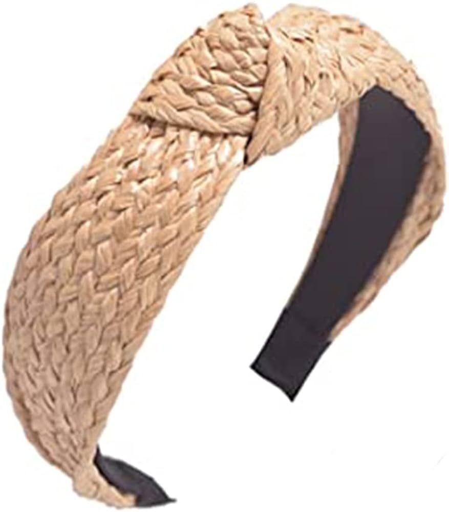 ZAHSY Straw Knotted Headband Head Band Summer Wide Headbands for Women Headwear Twist Knot Hairba... | Amazon (US)