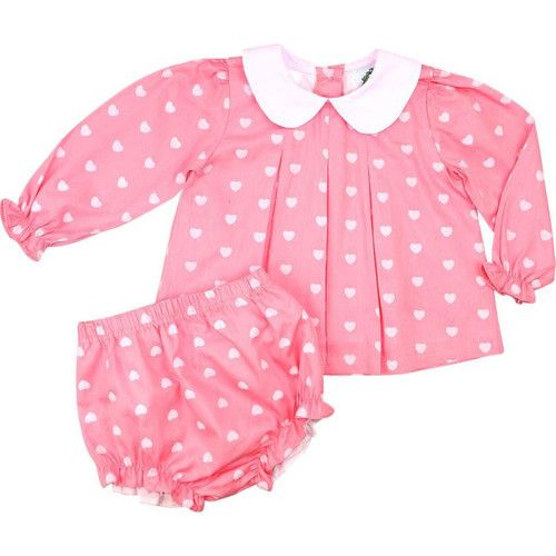Pink Heart Pleated Diaper Set | Cecil and Lou