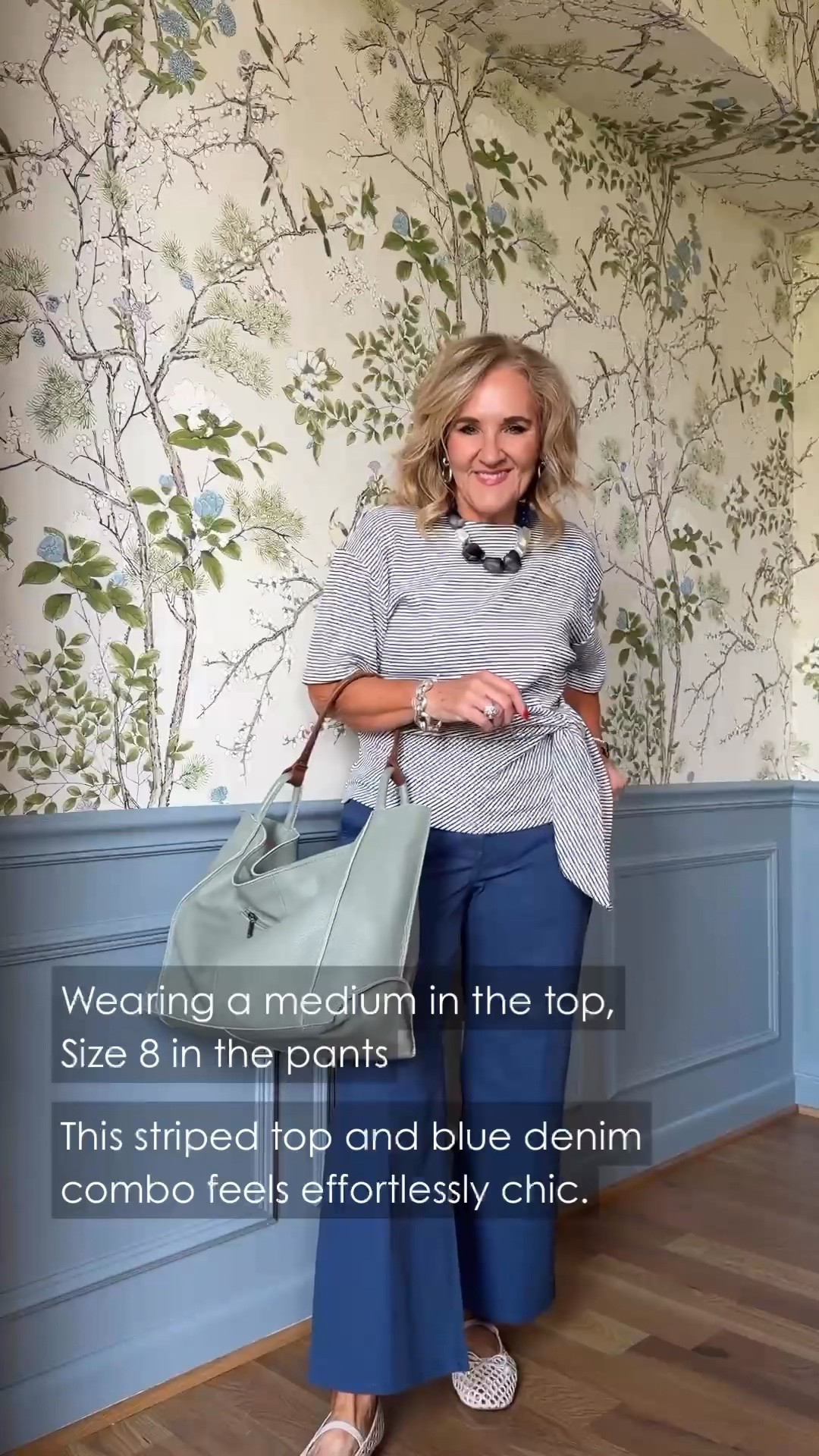 I’ve been having fun with a good stripe lately, and I like how this one is styled with the blue pants. I’m wearing a medium in the top and a size 8 in the pants, and the little side tie is such a nice detail.

#LTKgrwm #LTKdayinmylife #LTKootd