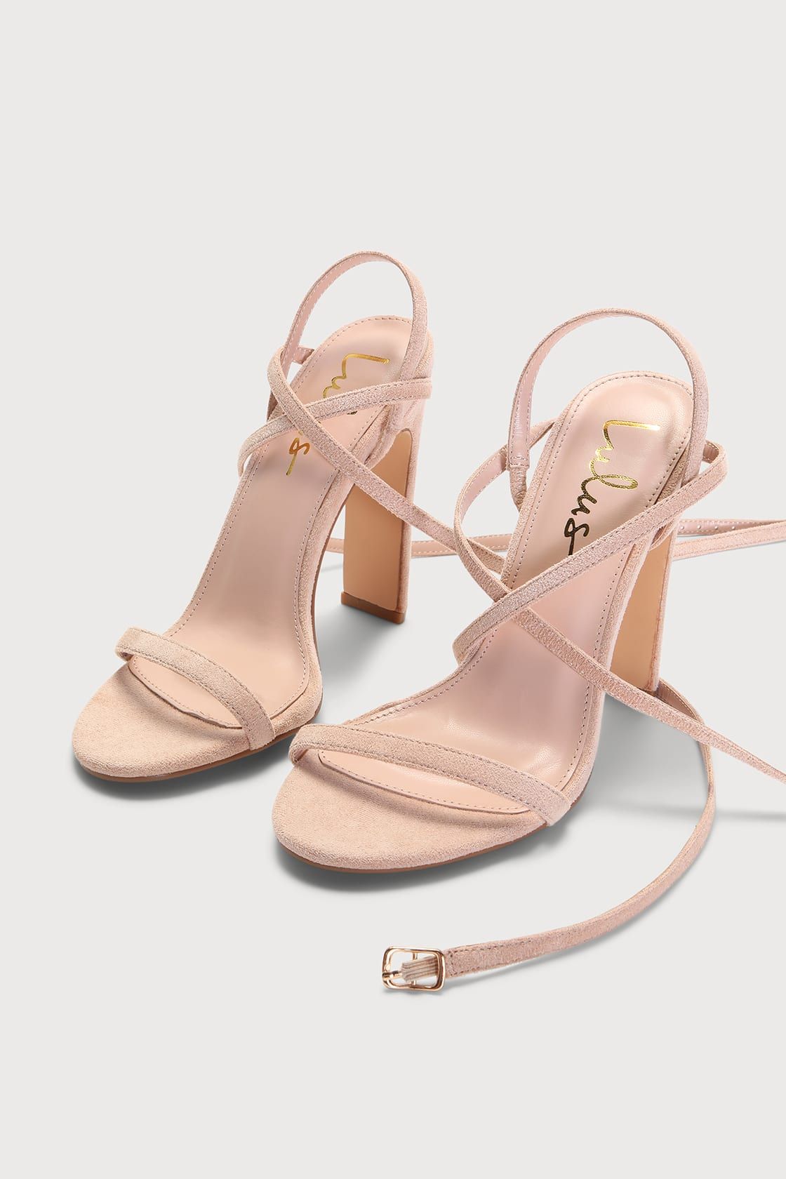 Yakes Light Nude Suede Ankle Wrap High Heel Sandals | Lulus (US)