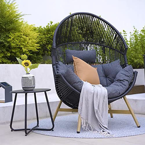 Grand patio Outdoor Wicker Egg Chair Patio Lounge Chair with Olefin Thick Cushion Cocoon Chairs for Outdoor, Living Room, Balcony, Porch, Poolside | Amazon (US)