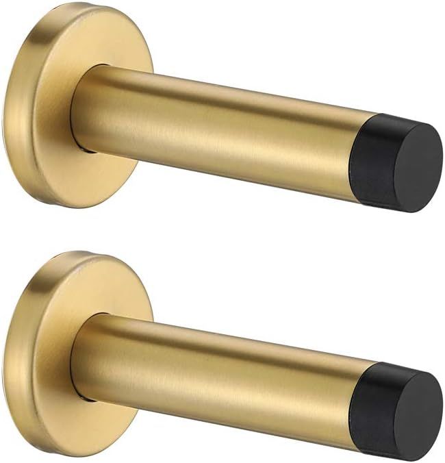 JQK Door Stopper Gold, 304 Stainless Steel Thicken 1mm Sound Dampening Door Stop Bumper Wall Prot... | Amazon (US)