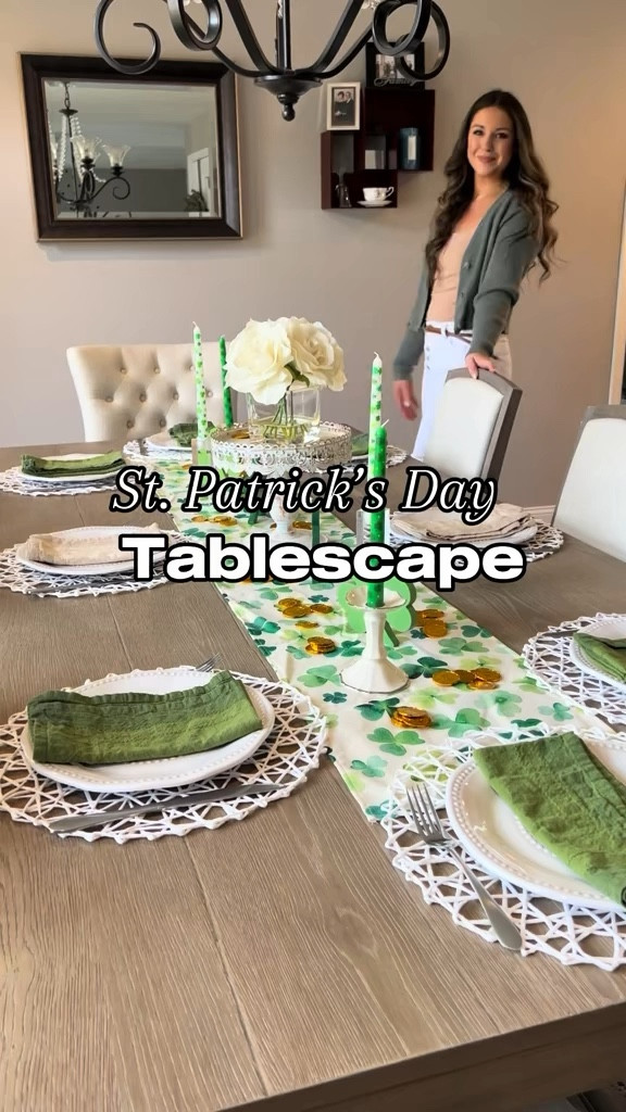 St Patrick’s day table, st Patrick’s day tablescape, shamrock decor, shamrocks, shamrock candles, green candles, Saint Patrick’s day decor, st Patrick’s day decorations, st paddy’s day decorations, st patty’s day decor, st Patrick’s day party, home decor, Amazon decor, Amazon home decor  

#LTKParties #LTKHome #LTKFindsUnder50