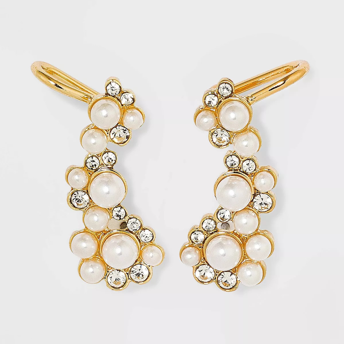 SUGARFIX by BaubleBar Crystal and Pearl Ear Crawlers - Gold | Target