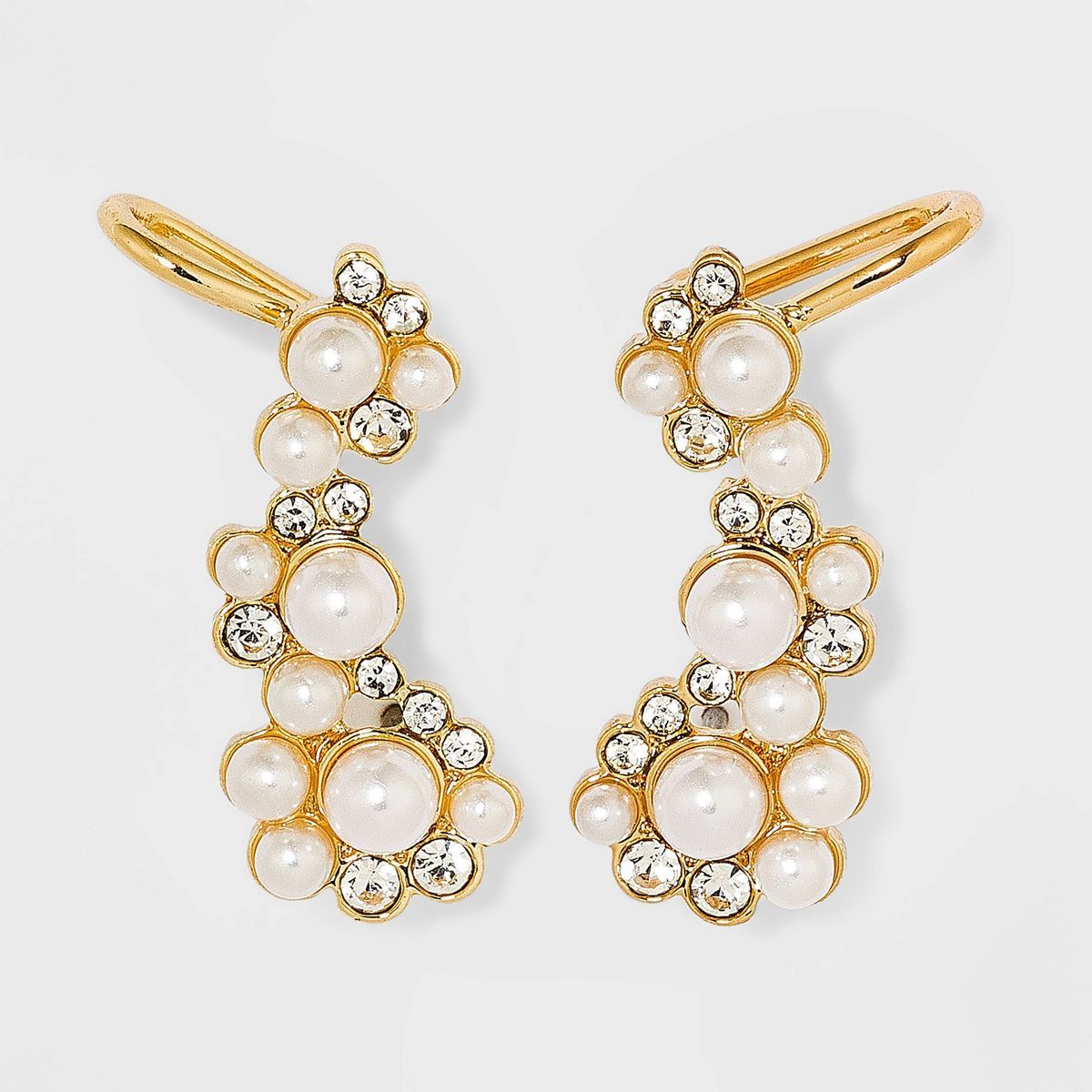 SUGARFIX by BaubleBar Crystal and Pearl Ear Crawlers - Gold | Target