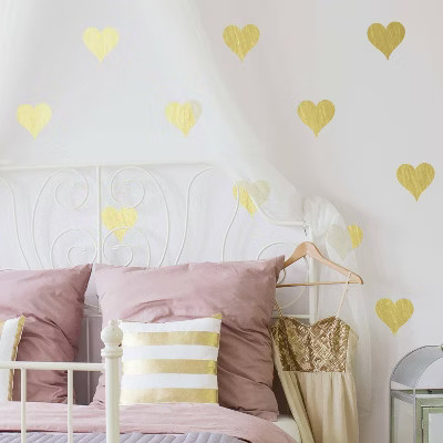 Heart Peel and Stick Wall Decal Gold - RoomMates | Target