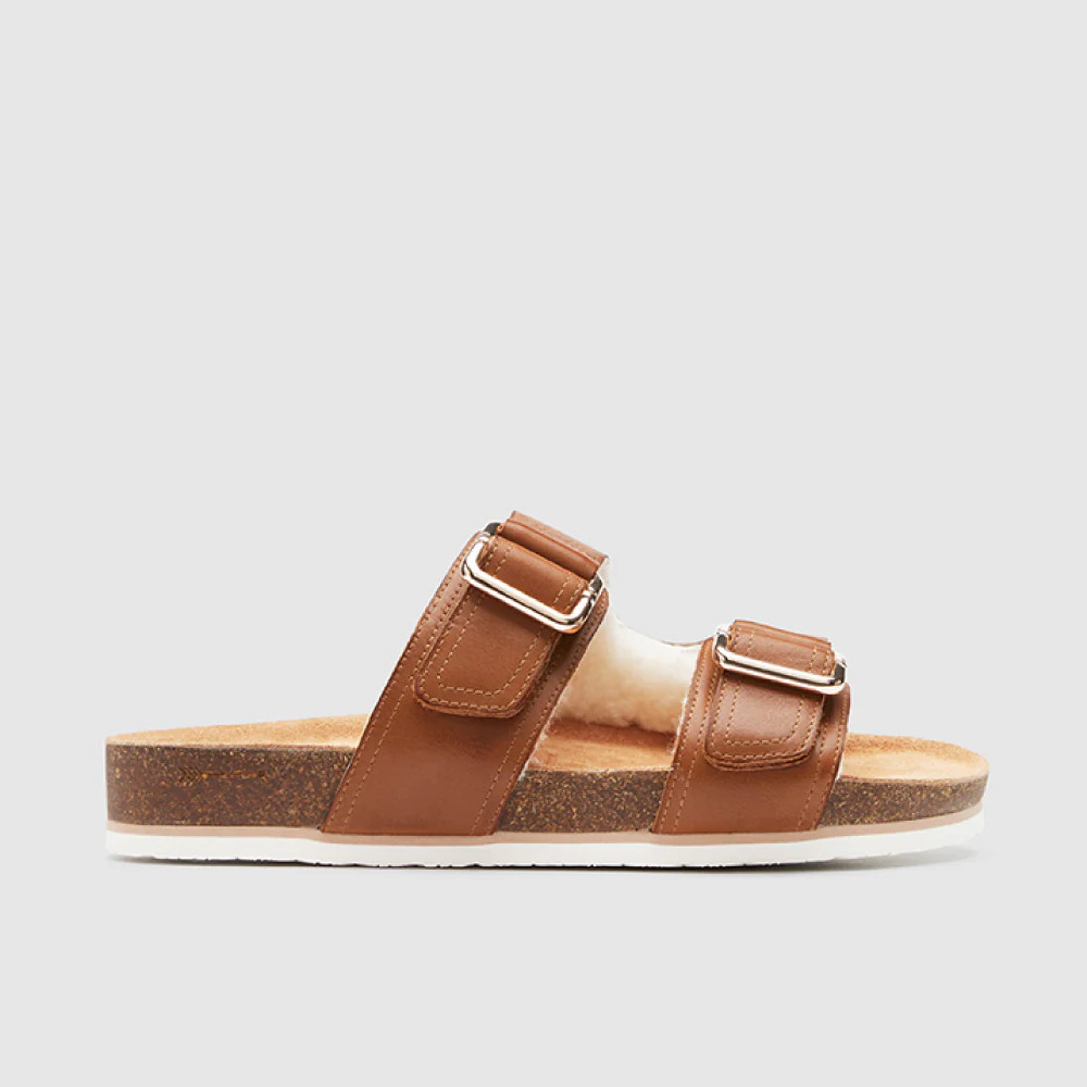 Nico Cognac/Shearling Women's Slides | FRANKIE4 | FRANKIE4