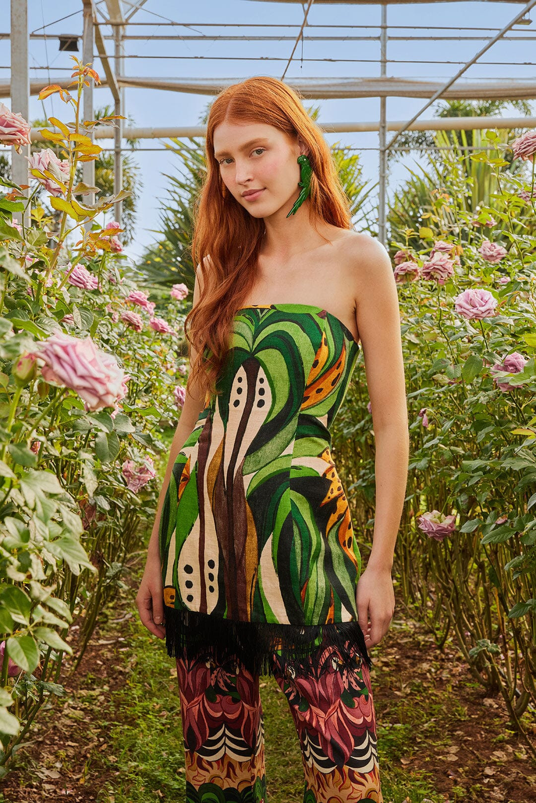 Green Coconut Tree Flow Euroflax™ Premium Linen Top | FarmRio (US)