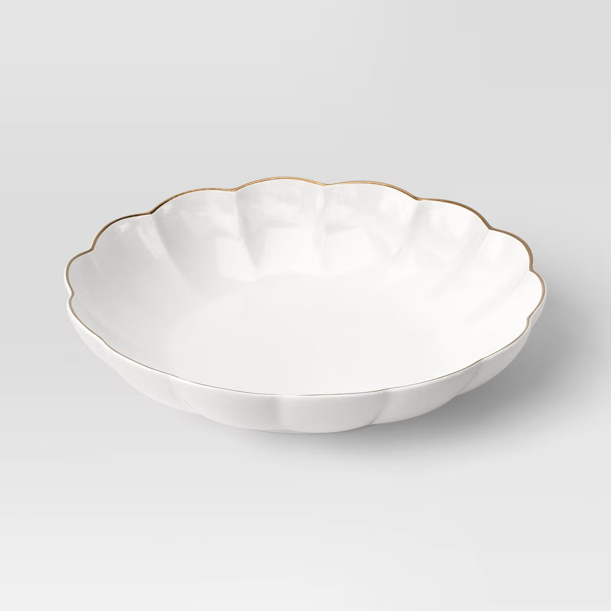33 fl oz Stoneware Scalloped Dinner Bowl Gold Rim - Threshold™ | Target