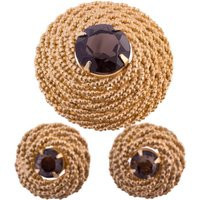 Brooks Gold Plated Brown Rhinestone Set | Etsy (US)