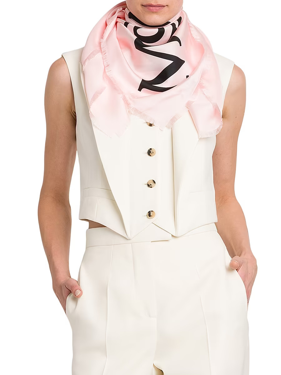 Women's Exploded Silk Logo Scarf - Jermyn Pink Black | Saks Fifth Avenue