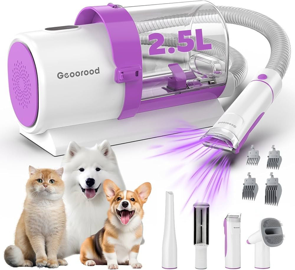 Dog Grooming Vacuum Kit, 2.5L Dust Cup Pet Grooming with Clippers for Dogs Cats Hair Shedding Bru... | Amazon (US)