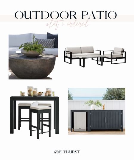 Outdoor patio furniture, patio refresh, patio furniture, Modern black metal patio set and patio table with bar stools, outdoor kitchen cabinets , outdoor modern coffee table

#LTKhome #LTKsalealert #LTKfamily
