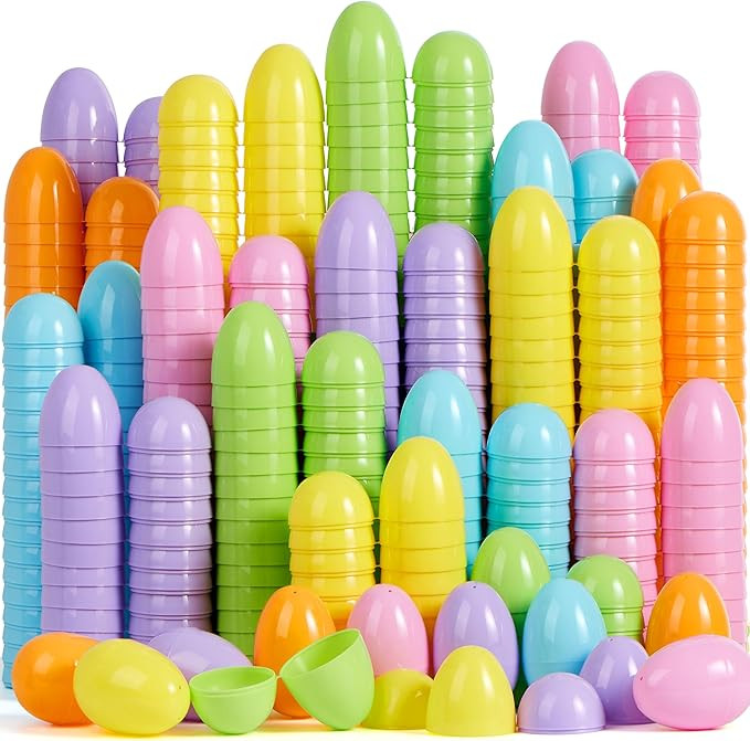 JOYIN 3.15" Pastel Easter Eggs, 25PCS Large Plastic Eggs, Empty Colorful Fillable Eggshells for E... | Amazon (US)