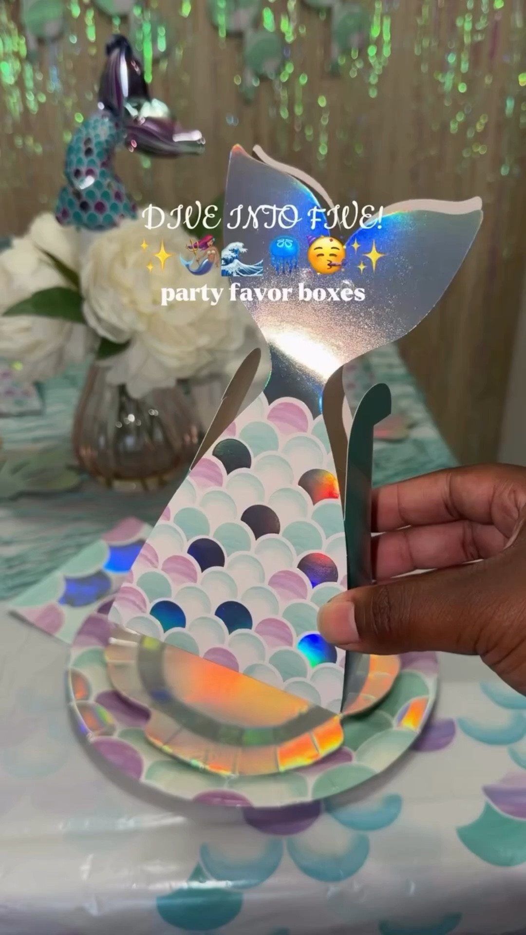 mermaid party favor boxes 🧜🏽‍♀️✨🐚 comment PARTY for a DM with the link to shop ✨🪼 this DIVE INTO FIVE theme party came out perfect for my girl! 🥰  @orientaltrading 

#mermaidparty #birthdaydecor #diybirthday #mermaidtheme #partyideas 

party favors event ideas mermaid 5th birthday party themes unique gifts party planning Magical Mermaid Party Ideas, DIY Mermaid Birthday Magic, Undersea Celebration Tips dive into five theme party, dive into five girls birthday party prep, 
oriental trading mermaid birthday theme dive into five