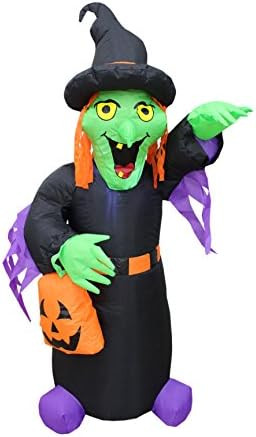 Amazon.com: 4 Foot Tall Halloween Inflatable Witch with Pumpkin Bag LED Lights Decor Outdoor Indo... | Amazon (US)