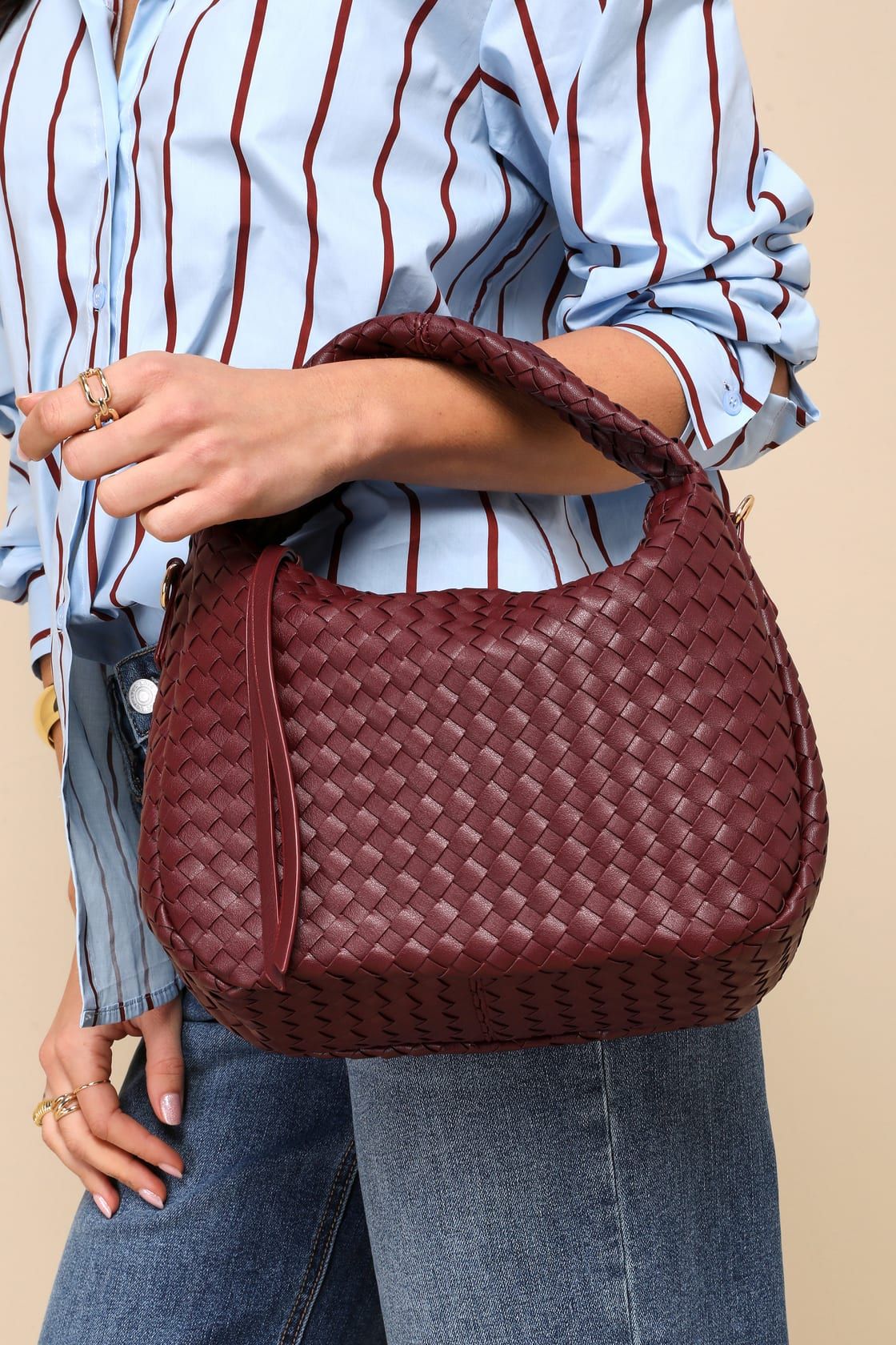 Perfect Purpose Burgundy Woven Handbag | Lulus