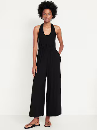 Waist-Defined Halter Jumpsuit | Old Navy (US)