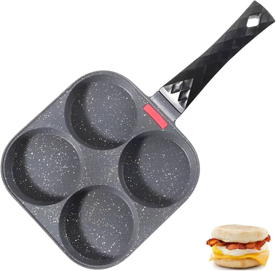 VANKUTL 4-Cup Nonstick Egg Frying Pan, Egg Pan for Breakfast, Egg Burgers, Vegetable Patties, Pan... | Amazon (US)