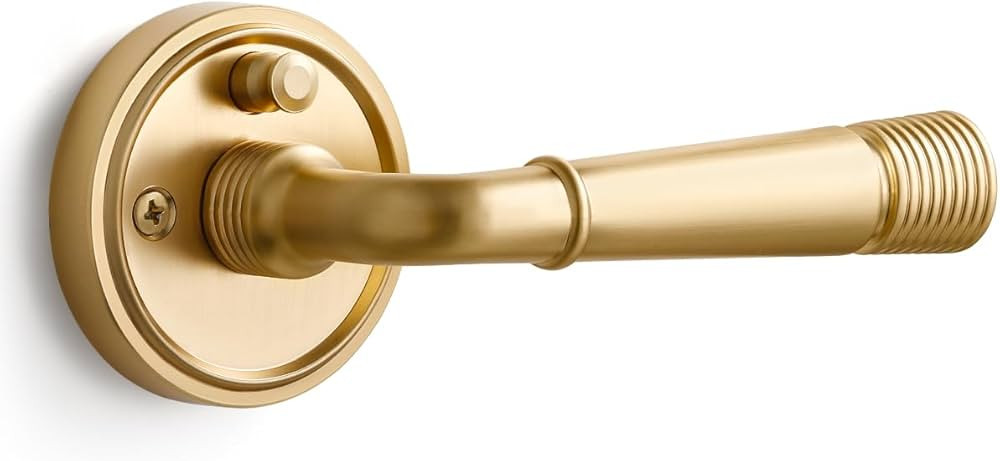SORWDUERM 1 Pack Gold Door Lever Privacy Door Levers Satin Brass Door Lever Interior Brushed Gold... | Amazon (US)