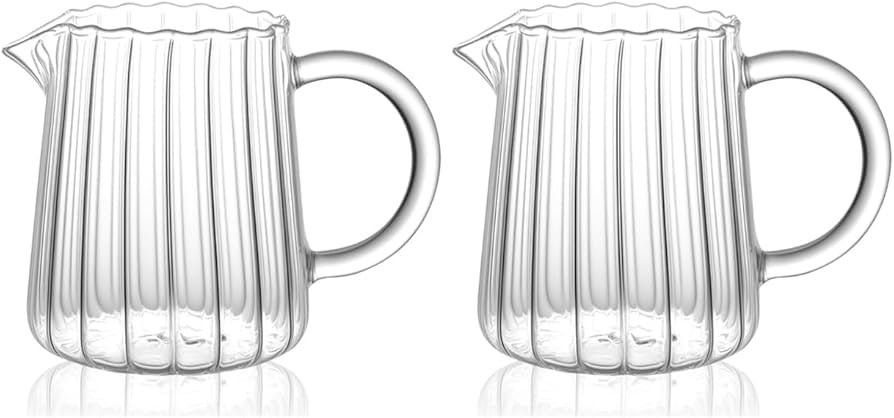 2 Pack Small Glass Pitcher 8.5 Oz, Mini Creamer Pitcher for Coffee Bar, Clear Glass Milk Server f... | Amazon (US)