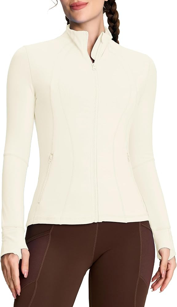 QUEENIEKE Workout Jackets for Women Full Zip Slim Fit Athletic Running Jacket with Thumb Holes | Amazon (CA)