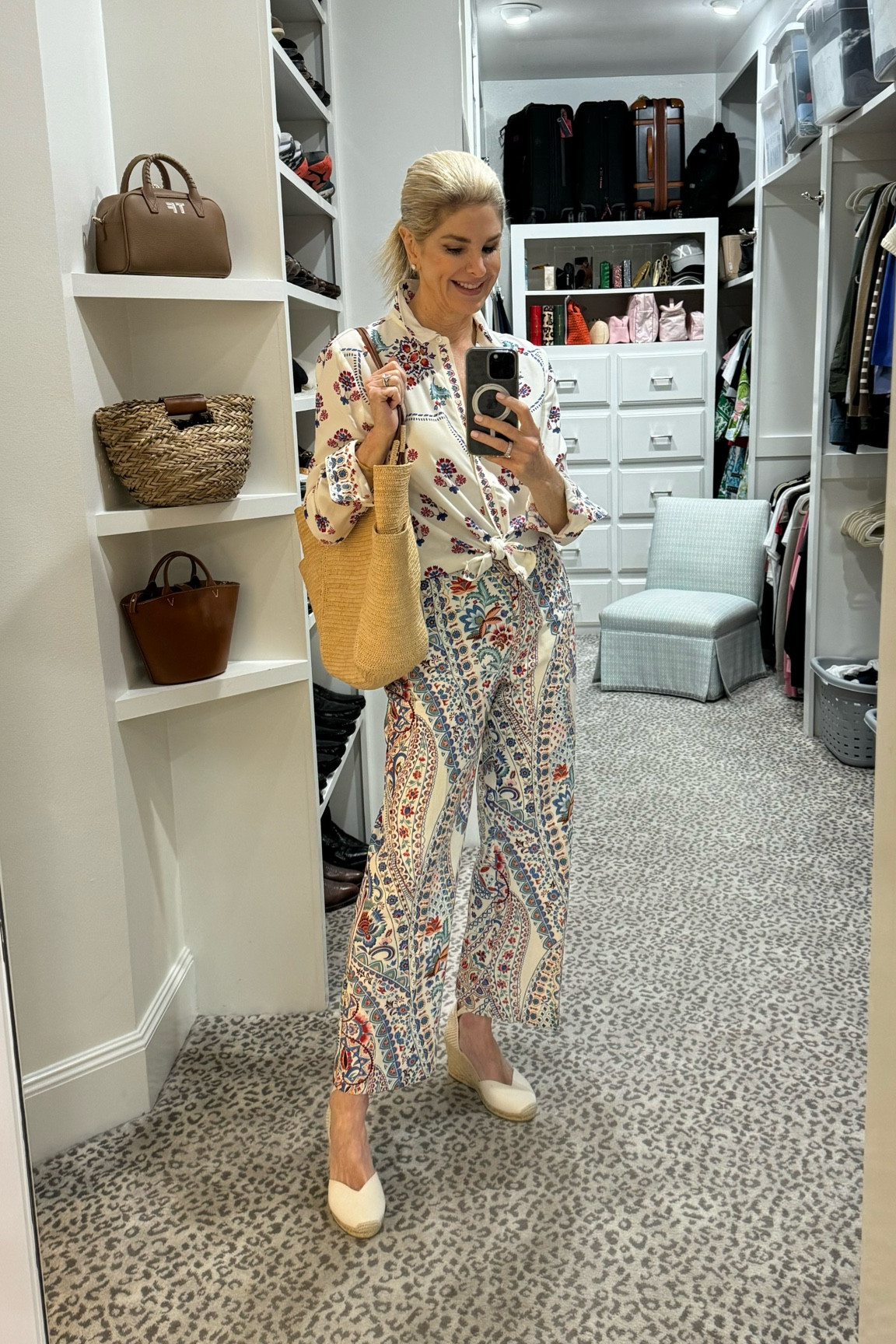 Print on Print! Loving these linen/cotten blend pieces from Sezane. I’ve had the bag & espadrilles for a while and they are so versatile.  

Size 6 pants and top. Fits TTS 

#LTKStyleTip #LTKOver40 #LTKSeasonal
