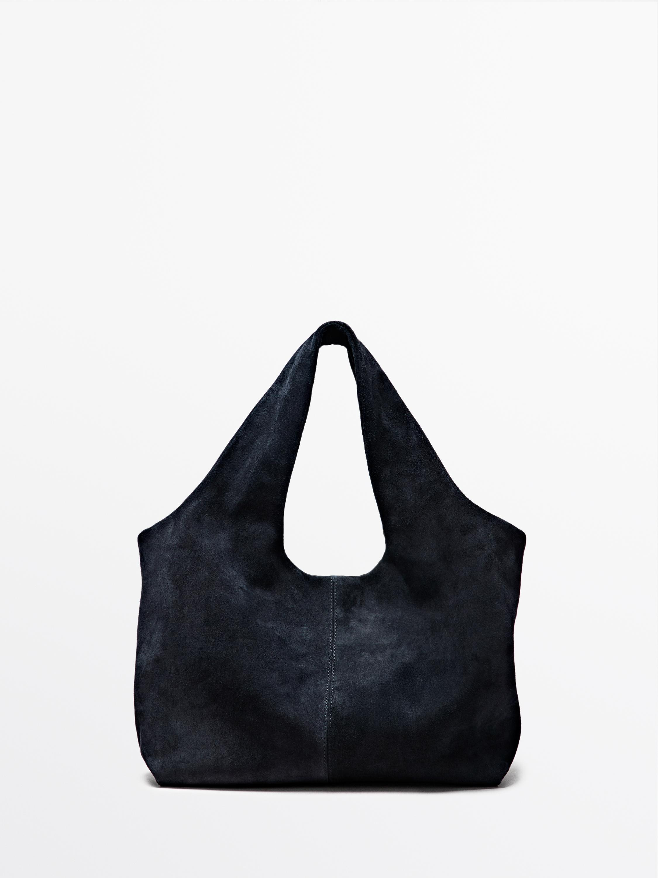 Medium split leather shopper bag | Massimo Dutti UK