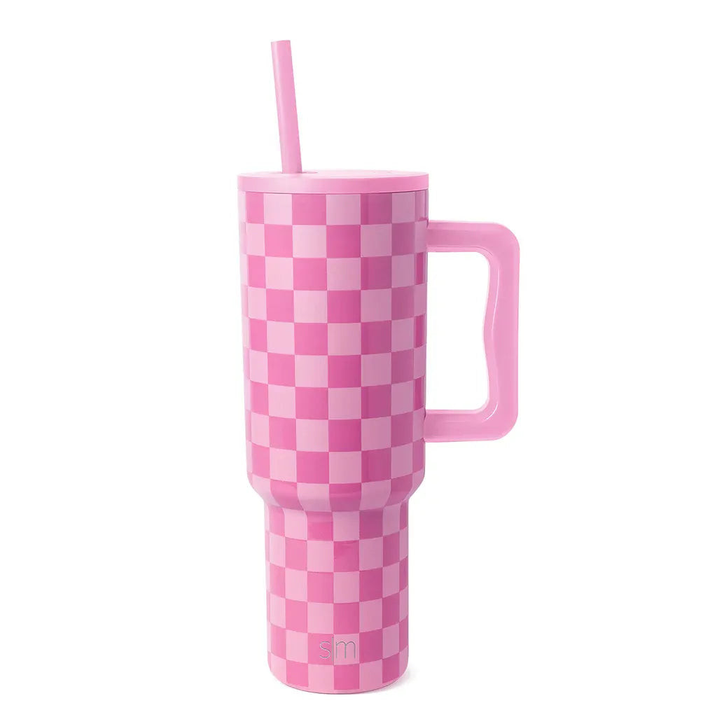 Simple Modern 40oz Checkmate Trek Straw Tumbler - Pink | REBEL (formerly Rebelstork)