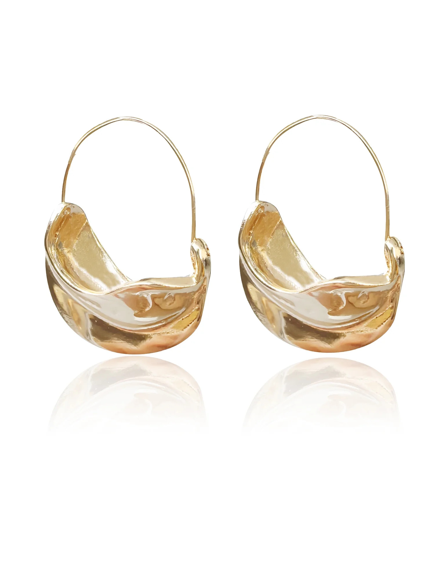 Time and Tru Women's Wire Sculptural Metal Earring In Gold Plated Color | Walmart (US)