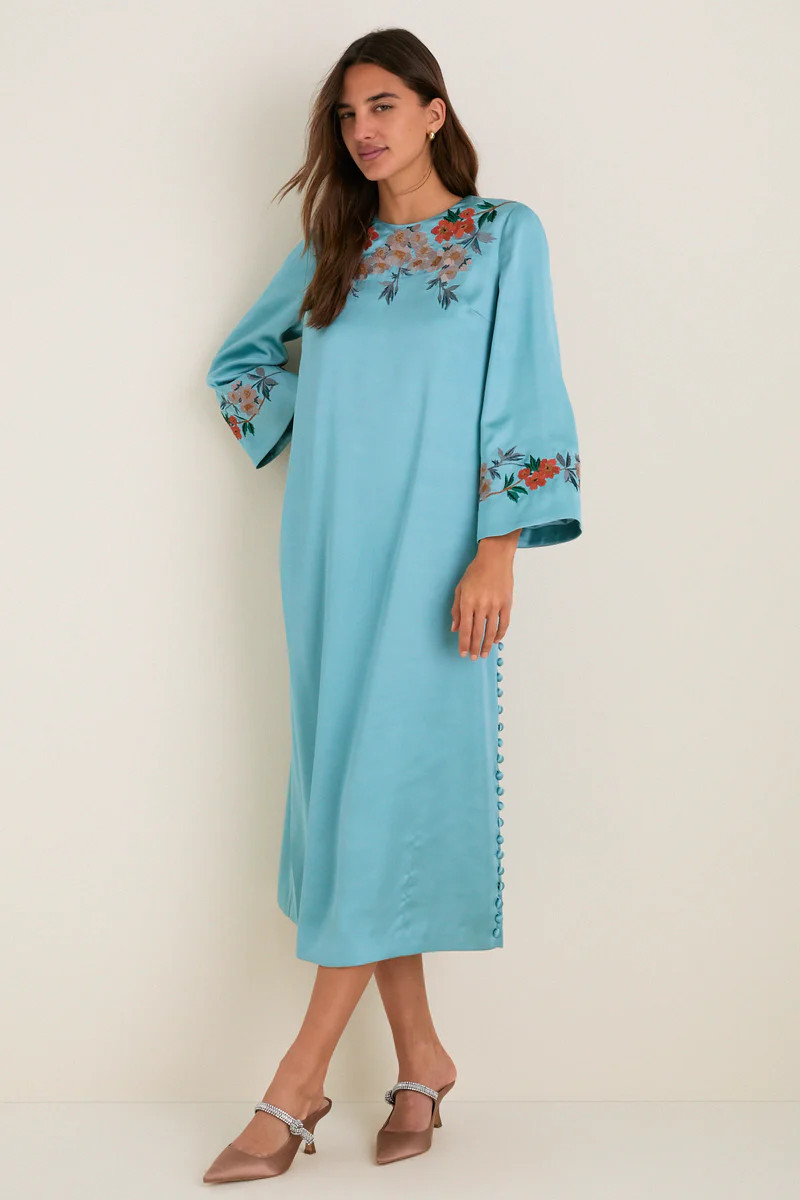 Cameo Blossom Embroidered Duchess Satin Jamie Dress | Tuckernuck (US)