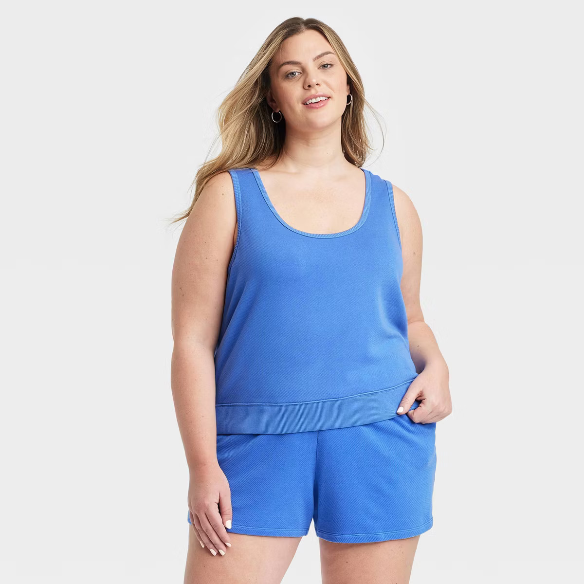 Women's Leisure Studio French Terry Tank Top - Universal Thread™ Blue XXL: Heavyweight Cotton M... | Target