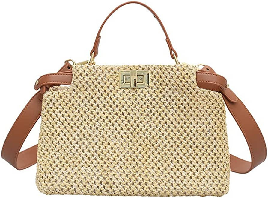 ZYYMMNN Weave Square Tote Bag Summer Straw Bag Women's Designer Handbag Beach Travel Bag Shoulder... | Amazon (US)