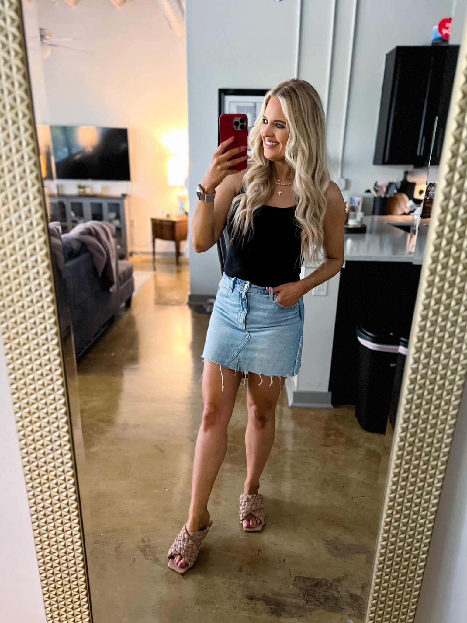 AE Denim A-Line Mini Skirt