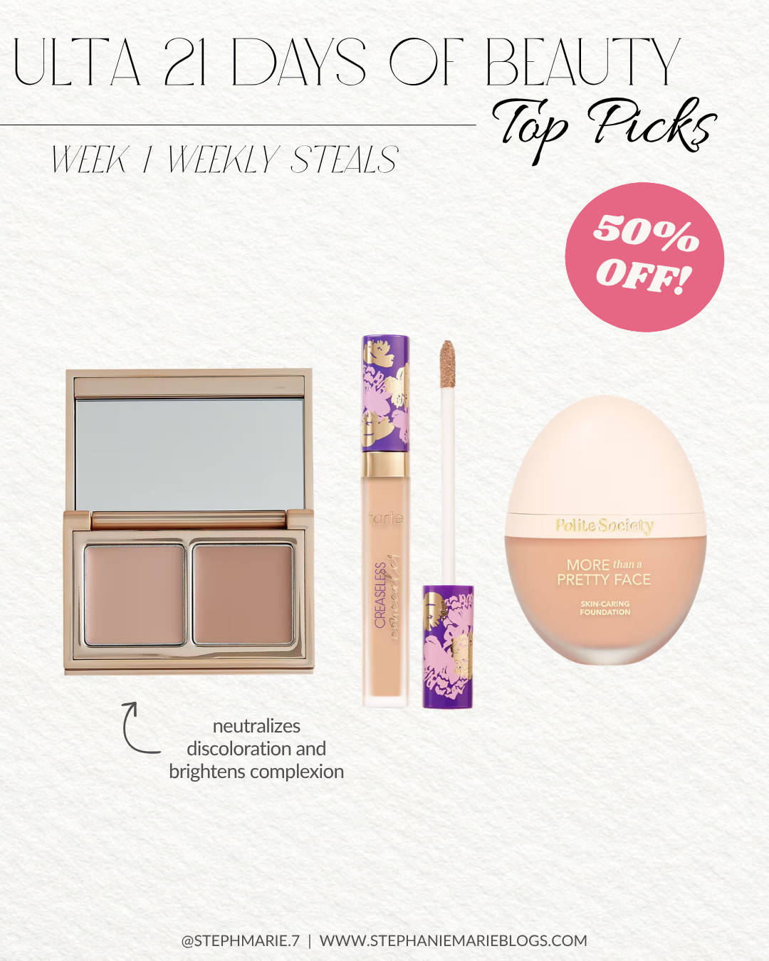 ULTA'S 21 DAYS OF BEAUTY SALE IS HERE ✨ These are my top picks included in this week's weekly steals and are 50% off through September 3! This foundation is one of my favorites for mature skin and the concealer is SO creamy!  

 #LTKOver40 #LTKSaleAlert #LTKBeauty