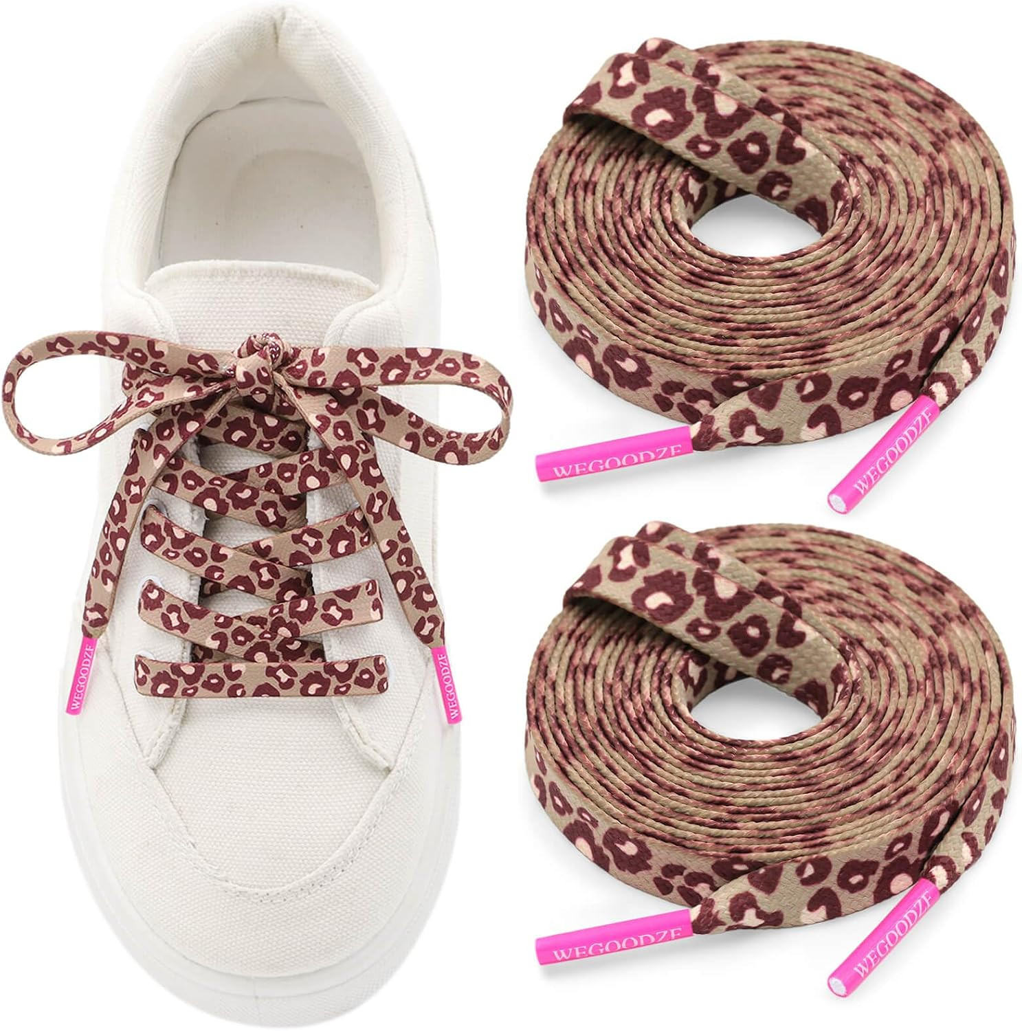 Leopard Print Shoe Laces: 2 Pairs 8MM Cheetah Pattern Shoelaces | Amazon (US)