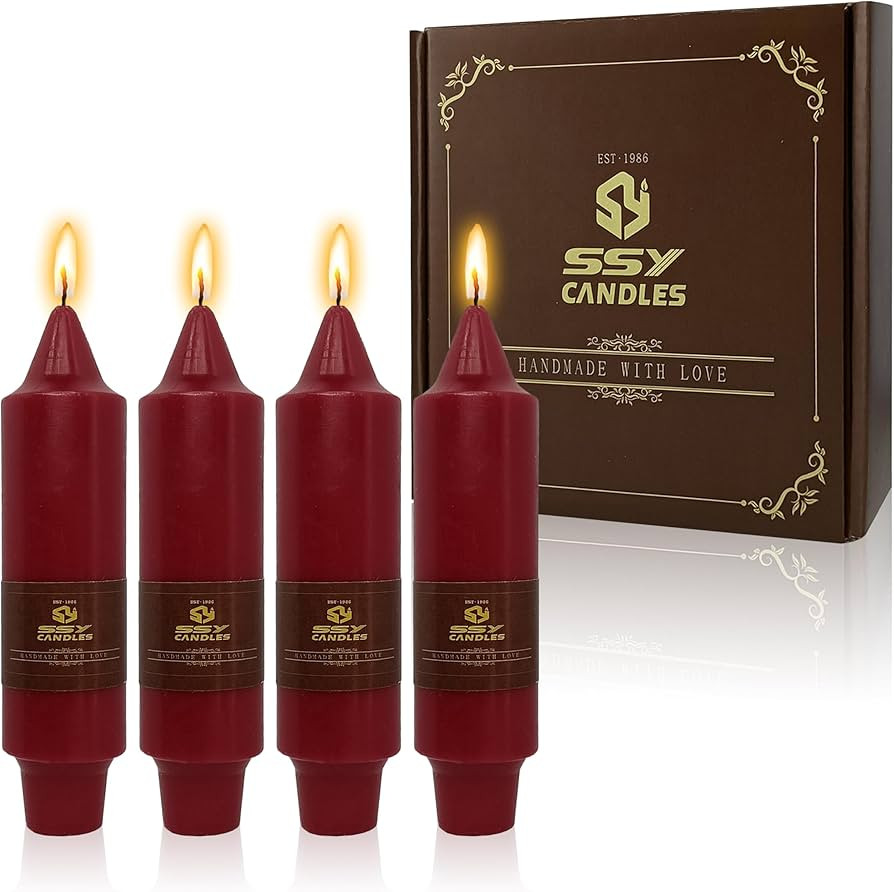 Amazon.com: 5 Inch Short Taper Candle Red Unscented Tapered Candles 4 PCS Smokeless Candle for Ch... | Amazon (US)