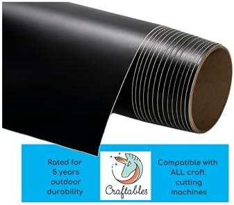 Craftables Matte Black Vinyl Roll - Permanent, Adhesive, Glossy & Waterproof | 12" x 10' |for Cra... | Amazon (US)