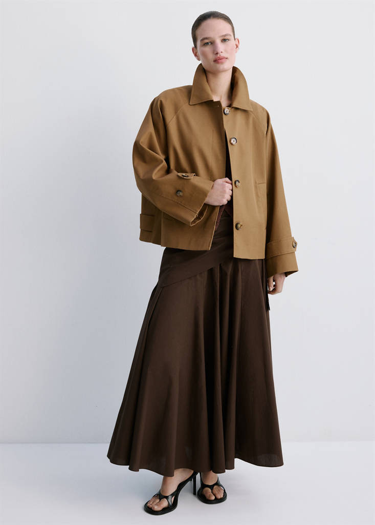 Oversized short trench coat medium brown - Woman - M - MANGO | Mango (US/MX/AU)